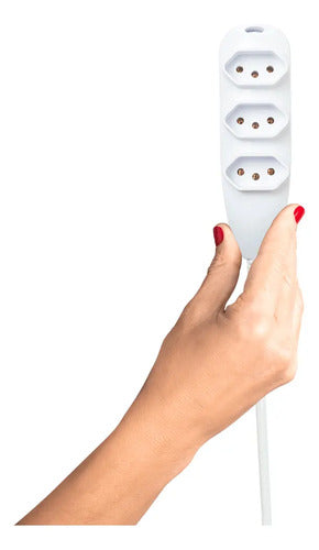 EXTENSAO ELETRICA 3 TOMADAS 3 PINOS 10A 3M BRANCA EXT 3003