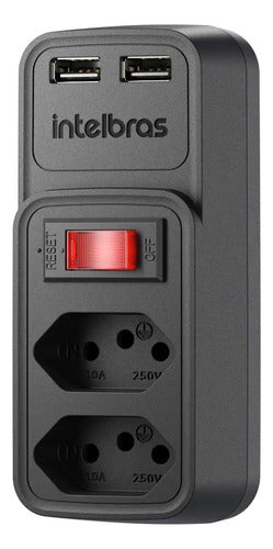 ADAPTADOR DE 2 TOMADAS E 2 USB - EAC 202 PT