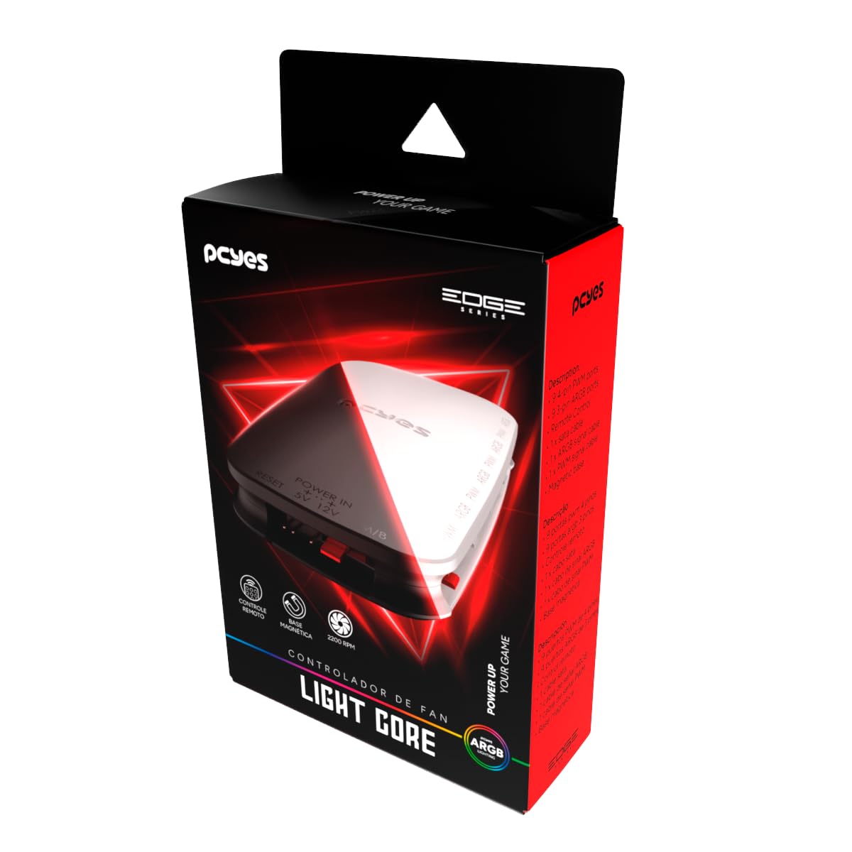 CONTROLADOR DE FAN PCYES LIGHT CORE BLACK VULCAN 9 PORTAS PWM + ARGB - PELC9PVBR
