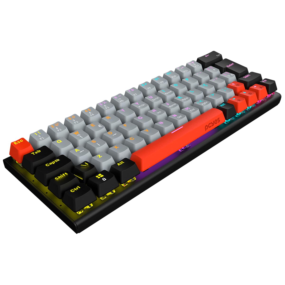 TECLADO MECANICO 60% PCYES KUROMORI BLACK VULCAN - SWITCH RED - LED RAINBOW - PTKM60RD