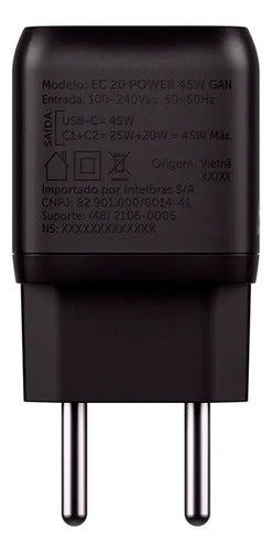 Carregador Turbo EC 20 POWER 45W GaN