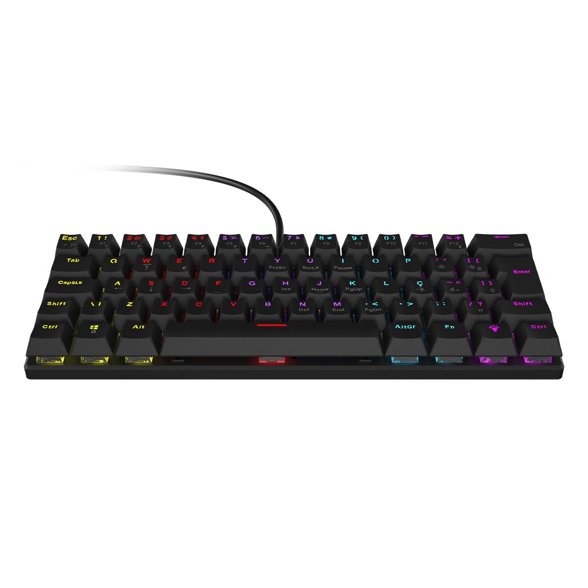 TECLADO MECANICO 60% VINIK ANIHI BLACK - SWITCH RED - LED RAINBOW - ANIHIBKRD