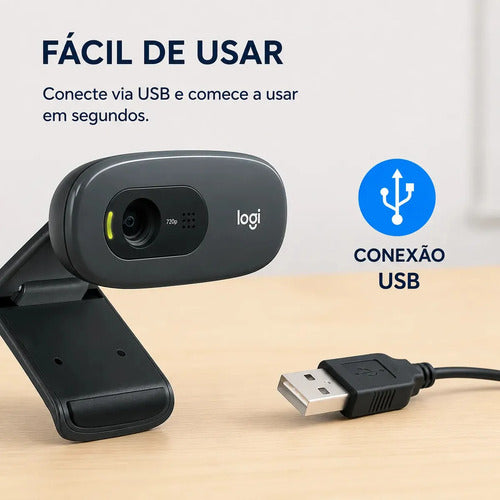 WEBCAM HD LOGITECH C270 CINZA 960-000694
