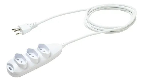EXTENSAO ELETRICA 3 TOMADAS 3 PINOS 10A 3M BRANCA EXT 3003
