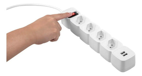 PROTETOR ELETRONICO C/ 4 TOMADAS E 2 USB - EPE 204 USB + BR