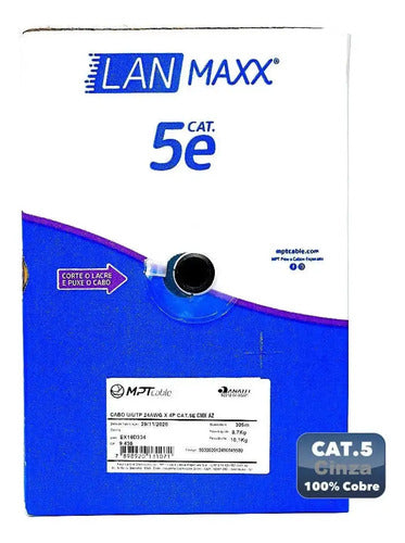 CABO U/UTP 24AWGX4P CAT.5E CMX CINZA (CX 305M) MPT