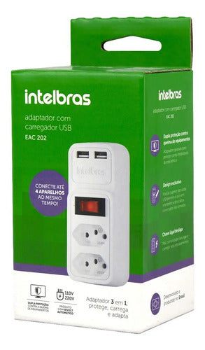 ADAPTADOR DE 2 TOMADAS E 2 USB - EAC 202 BR