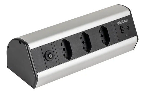 PROTETOR ELETRONICO 3 TOMADAS 2 USB P/BANCADA EPE 4003  INTELBRAS