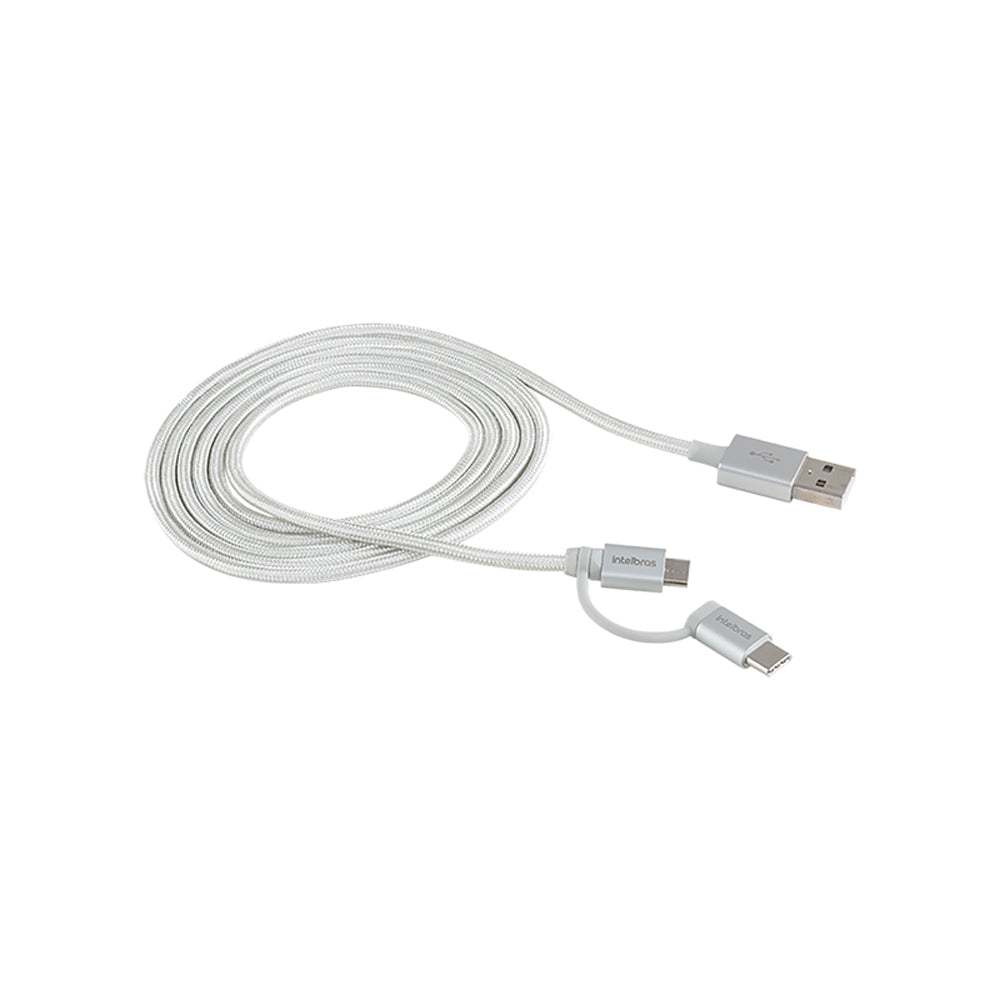 Cabo USB para Micro USB e USB-C Intelbras com 1,5m EUABC 15NB Branco
