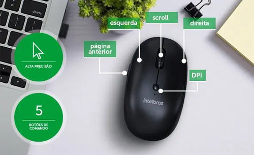 Mouse Sem Fio MSI 100 Preto Intelbras