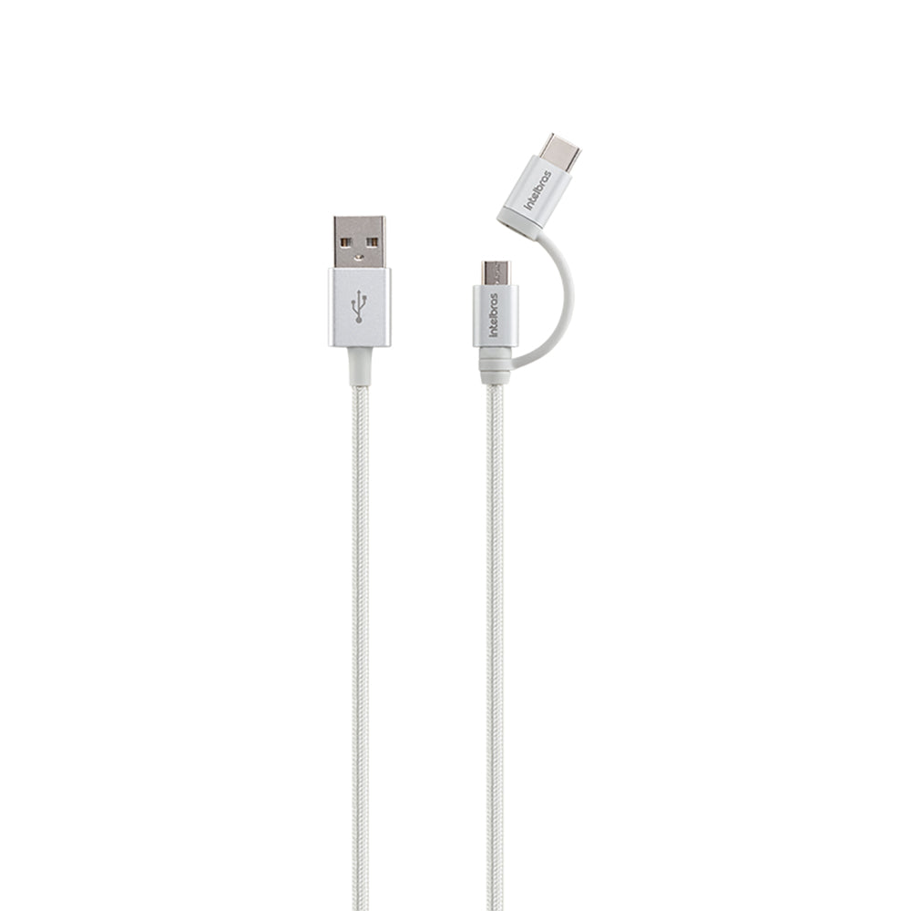 Cabo USB para Micro USB e USB-C Intelbras com 1,5m EUABC 15NB Branco