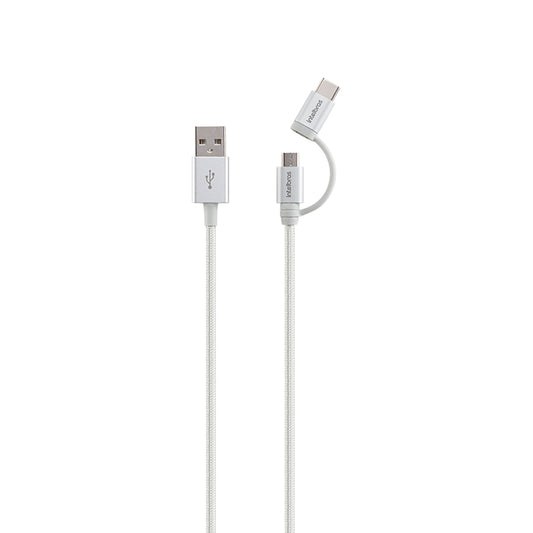 Cabo USB para Micro USB e USB-C Intelbras com 1,5m EUABC 15NB Branco