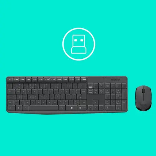 TECLADO E MOUSE SEM FIO LOGITECH MK235 USB CINZA ABNT2 920-007903