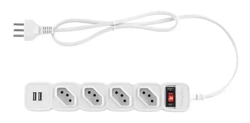 PROTETOR ELETRONICO C/ 4 TOMADAS E 2 USB - EPE 204 USB + BR