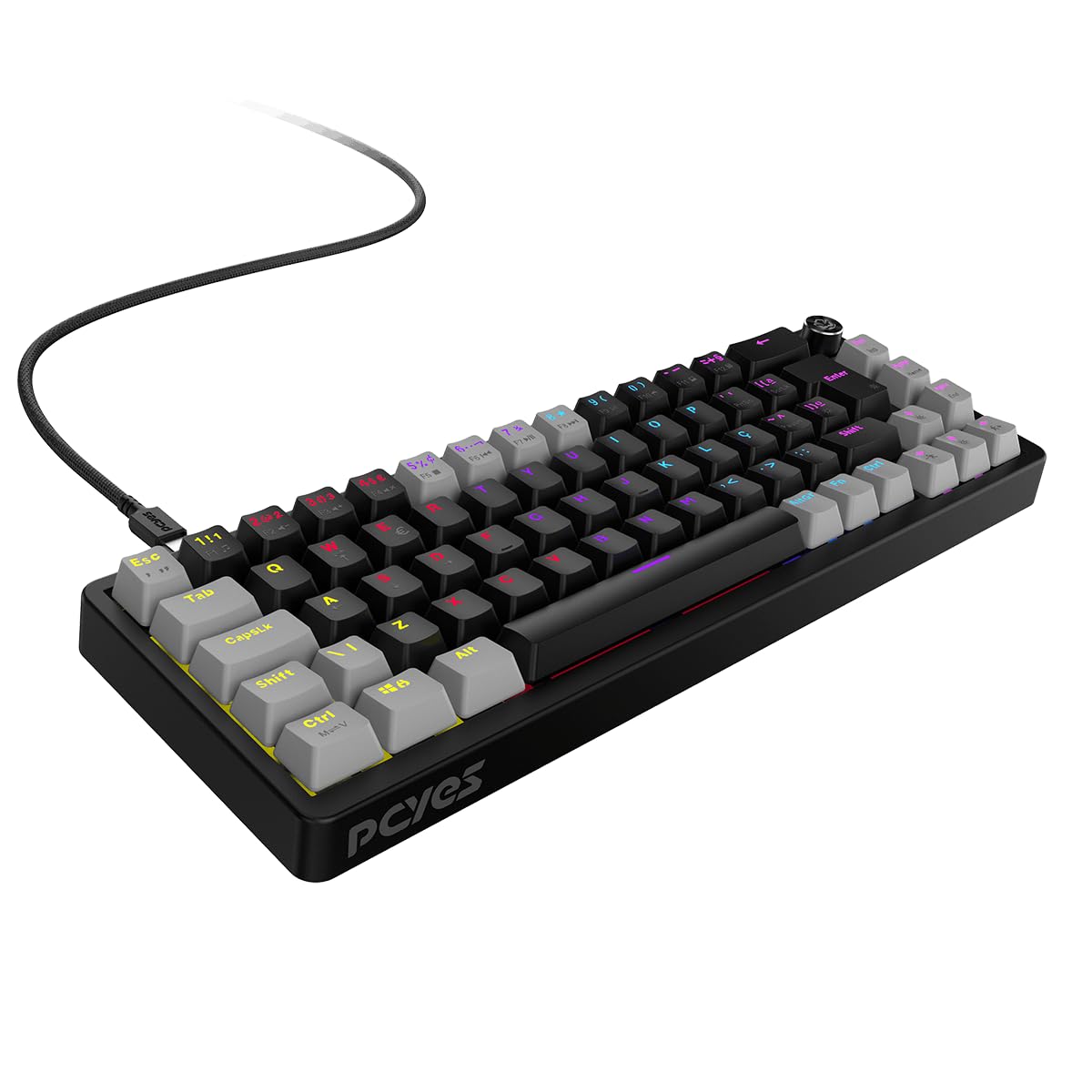 TECLADO MECANICO 65% PCYES MECKA BLACK VULCAN - SWITCH RED - LED RAINBOW - TPMKBVRD