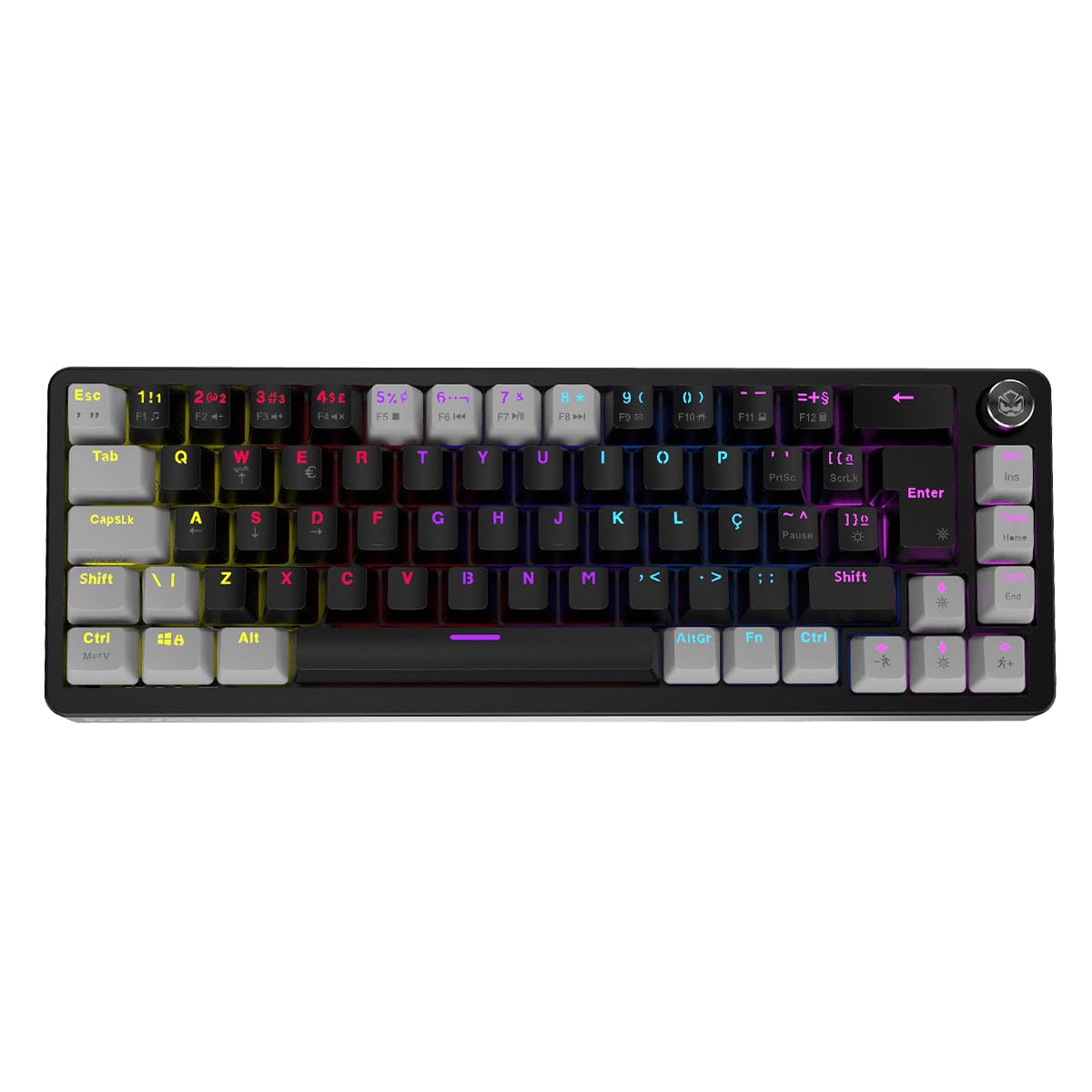 TECLADO MECANICO 65% PCYES MECKA BLACK VULCAN - SWITCH RED - LED RAINBOW - TPMKBVRD