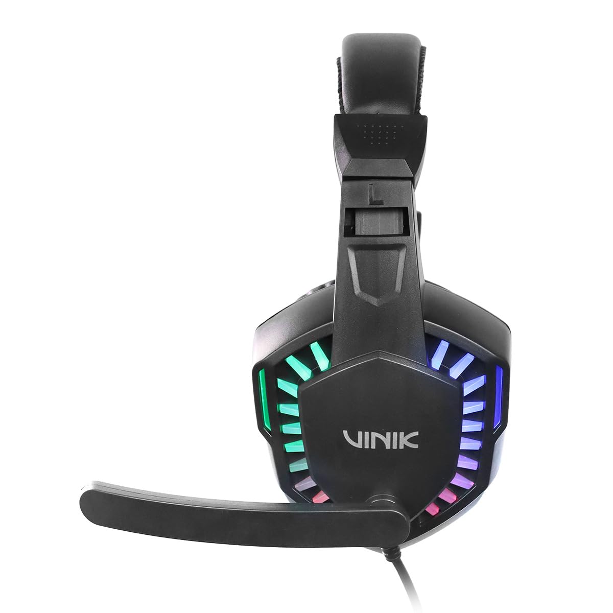 FONE DE OUVIDO HEADSET GAMER VINIK GUARDIAN - PRETO - LED RAINBOW - VKHSGGDP