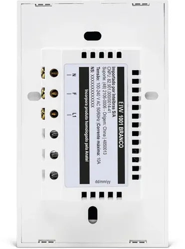 INTERRUPTOR TOUCH WI-FI 1 TECLA EIW 1001 BRANCO INTELBRAS