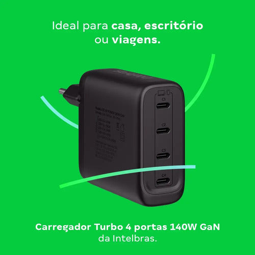 Carregador Turbo USB-C - EC 40 POWER 140W GaN Intelbras