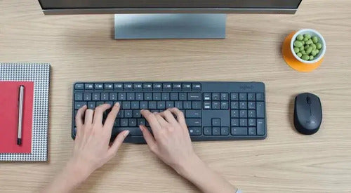 TECLADO E MOUSE SEM FIO LOGITECH MK235 USB CINZA ABNT2 920-007903