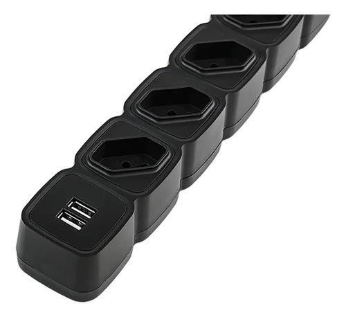 PROTETOR ELETRONICO C 4 TOMADAS E 2 USB - EPE 204 USB PT