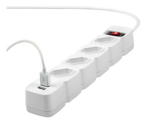 PROTETOR ELETRONICO C/ 4 TOMADAS E 2 USB - EPE 204 USB + BR