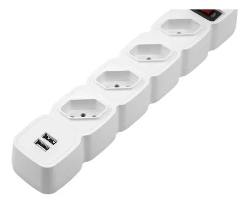 PROTETOR ELETRONICO C/ 4 TOMADAS E 2 USB - EPE 204 USB + BR