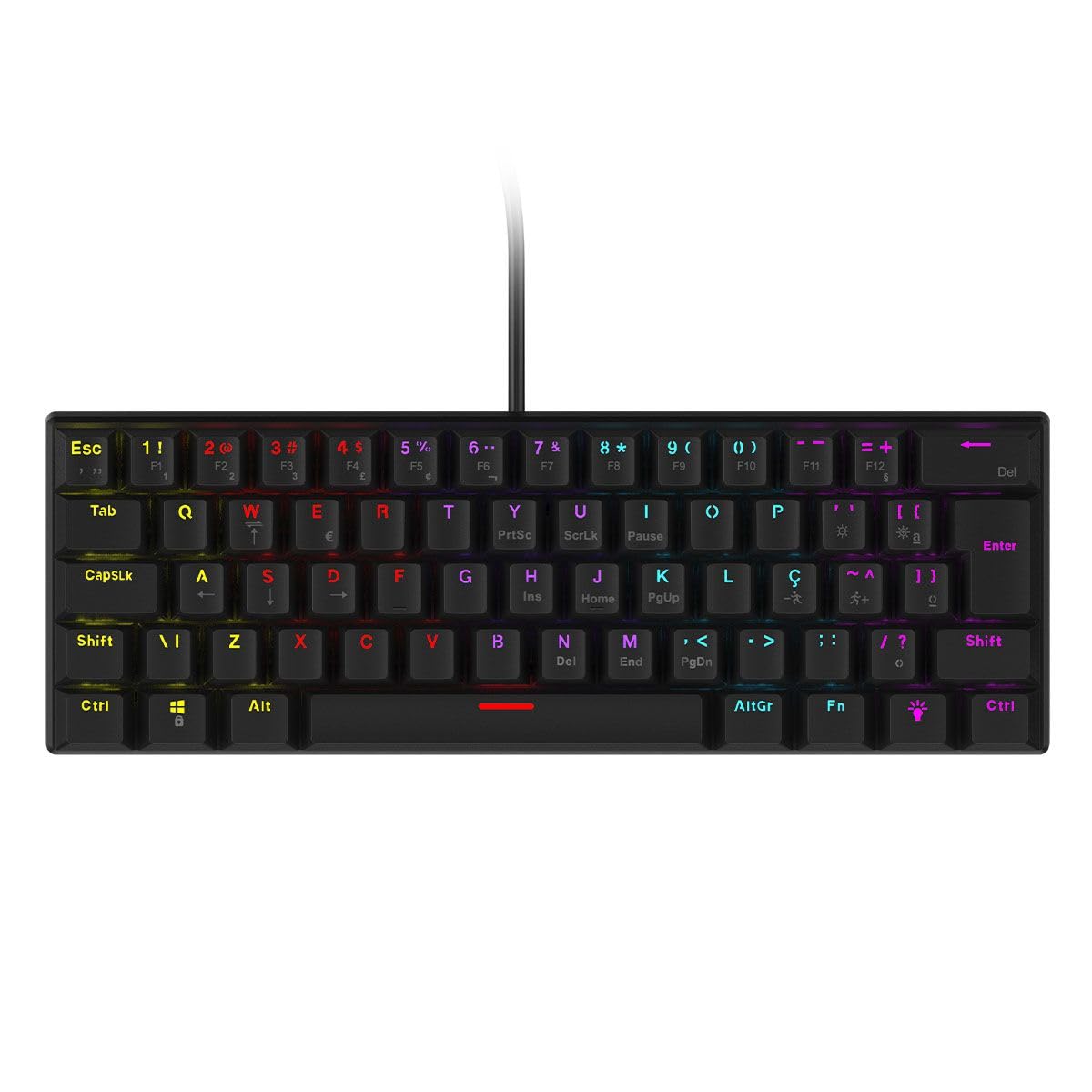 TECLADO MECANICO 60% VINIK ANIHI BLACK - SWITCH RED - LED RAINBOW - ANIHIBKRD