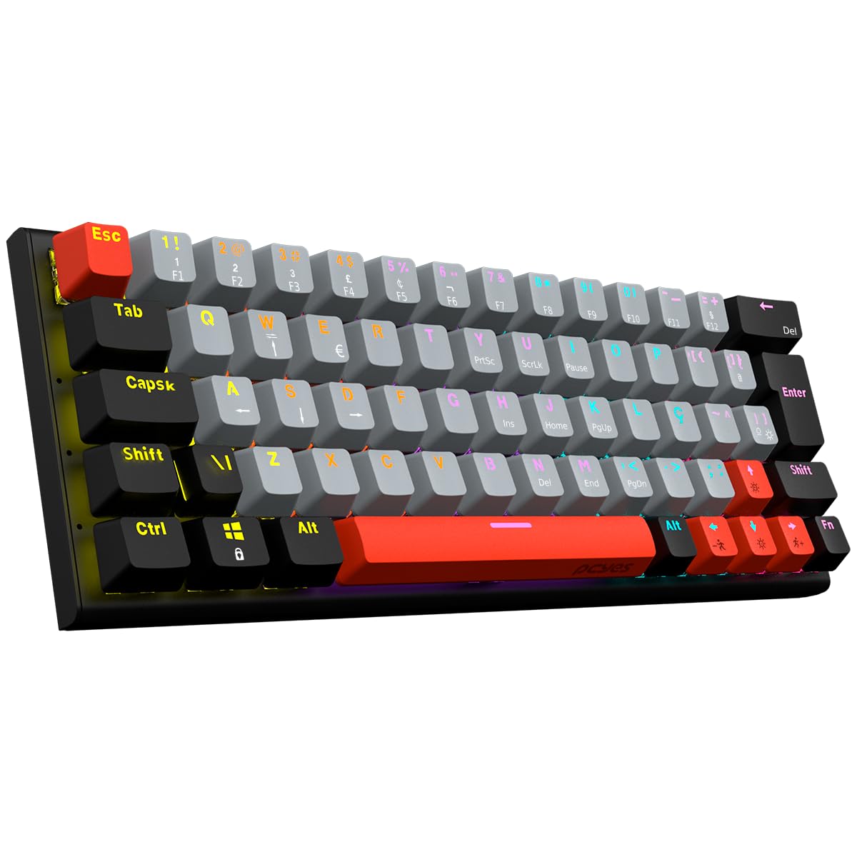 TECLADO MECANICO 60% PCYES KUROMORI BLACK VULCAN - SWITCH RED - LED RAINBOW - PTKM60RD