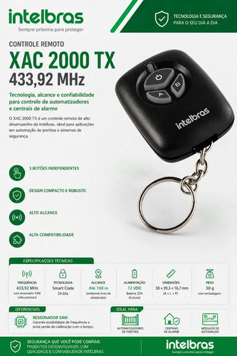 CONTROLE REMOTO 433,92 MHz XAC 2000 TX PRETO