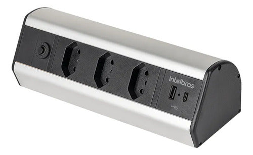 PROTETOR ELETRONICO 3 TOMADAS 2 USB P/BANCADA EPE 4003  INTELBRAS