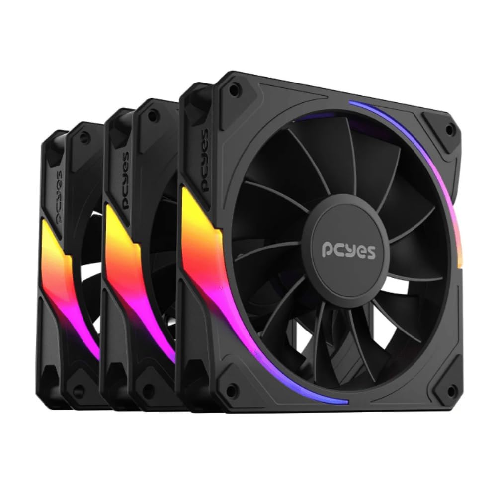 KIT COOLER FAN PARA GABINETE 3UN SANGUE FRIO 3 ARGB BLACK VULCAN REVERSE 120MM PCYES - K3ARGBSF3RVBR
