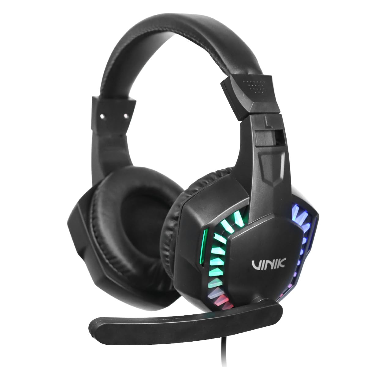FONE DE OUVIDO HEADSET GAMER VINIK GUARDIAN - PRETO - LED RAINBOW - VKHSGGDP