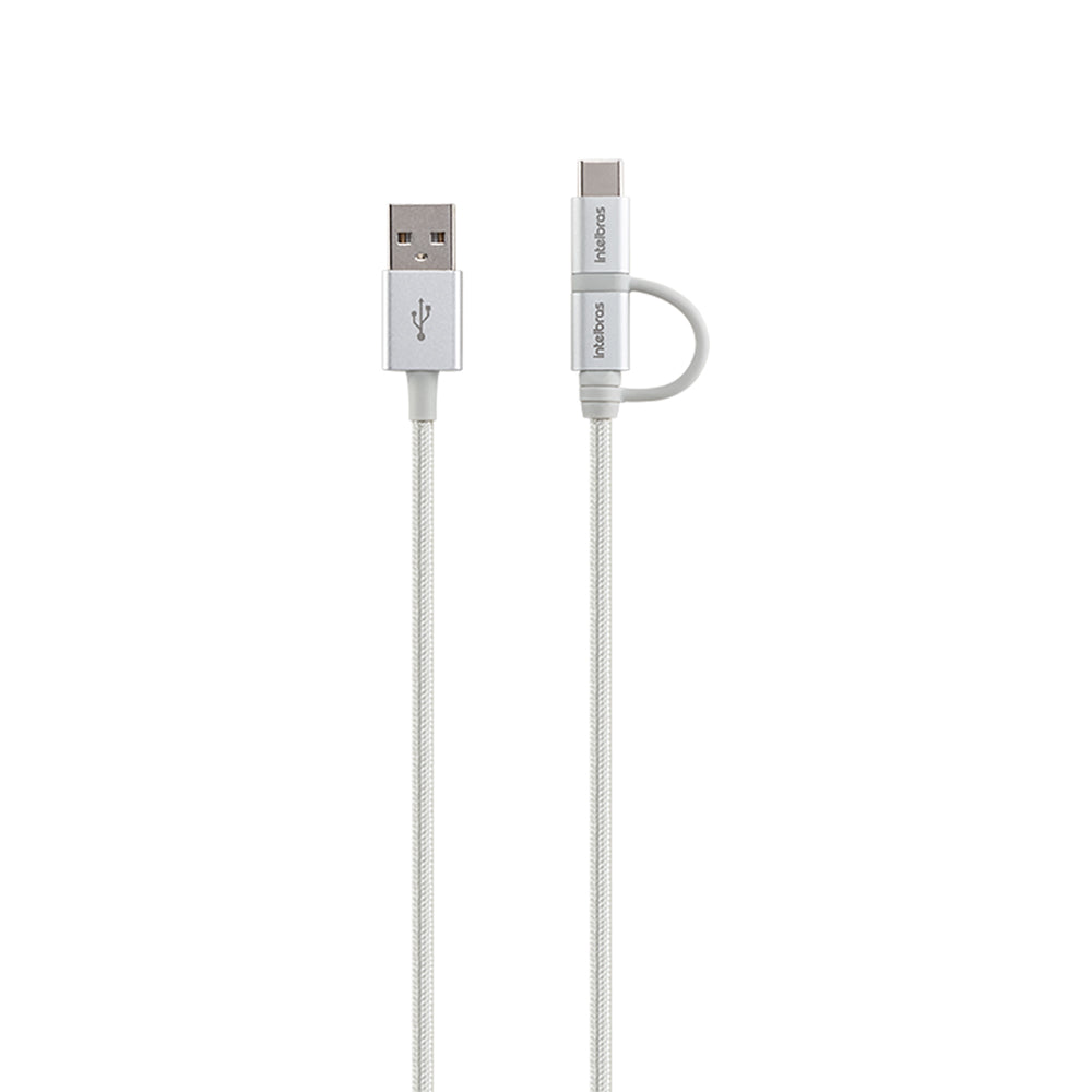 Cabo USB para Micro USB e USB-C Intelbras com 1,5m EUABC 15NB Branco