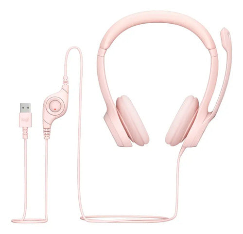 FONE DE OUVIDO HEADSET COM FIO USB LOGITECH H390 ROSA 981-001280