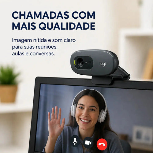 WEBCAM HD LOGITECH C270 CINZA 960-000694