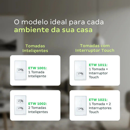 TOMADA SIMPLES 10A E 2 TECLAS WI-FI ETW 1021 PT