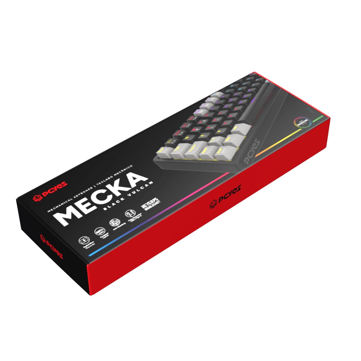 TECLADO MECANICO 65% PCYES MECKA BLACK VULCAN - SWITCH RED - LED RAINBOW - TPMKBVRD