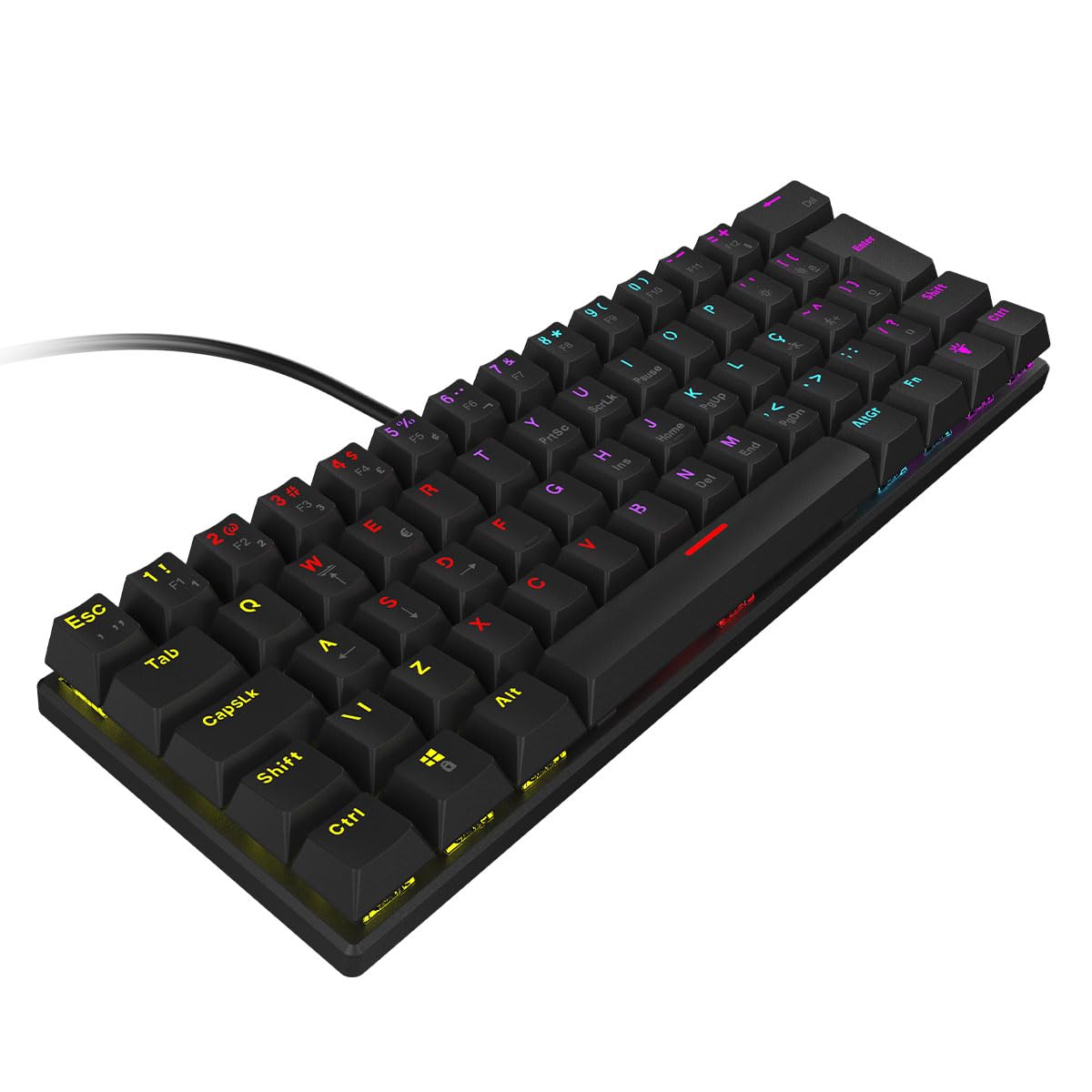 TECLADO MECANICO 60% VINIK ANIHI BLACK - SWITCH RED - LED RAINBOW - ANIHIBKRD