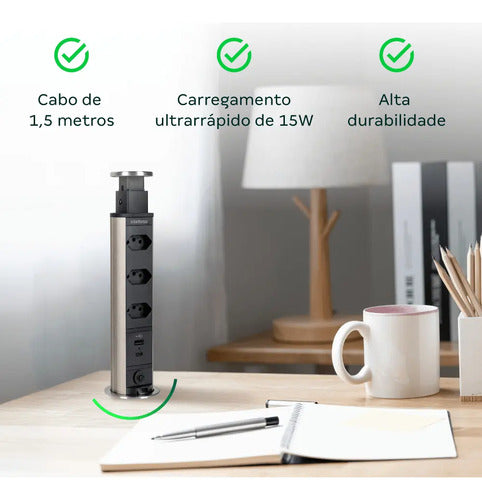 PROTETOR ELETRONICO 3 TOMADAS 2 USB TORRE EPE 3003+  INTELBRAS