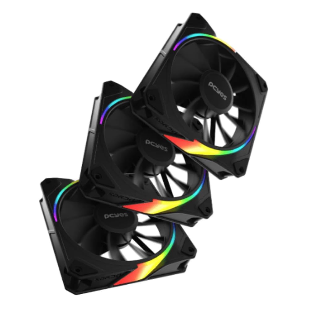 KIT COOLER FAN PARA GABINETE 3UN SANGUE FRIO 3 ARGB BLACK VULCAN REVERSE 120MM PCYES - K3ARGBSF3RVBR