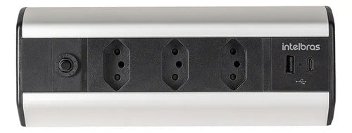 PROTETOR ELETRONICO 3 TOMADAS 2 USB P/BANCADA EPE 4003  INTELBRAS