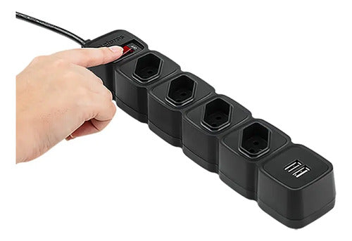 PROTETOR ELETRONICO C 4 TOMADAS E 2 USB - EPE 204 USB PT