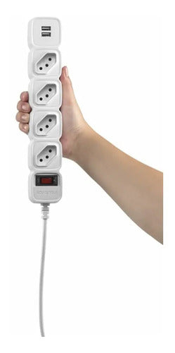 PROTETOR ELETRONICO C/ 4 TOMADAS E 2 USB - EPE 204 USB + BR