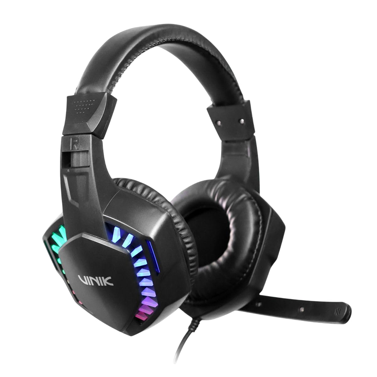 FONE DE OUVIDO HEADSET GAMER VINIK GUARDIAN - PRETO - LED RAINBOW - VKHSGGDP