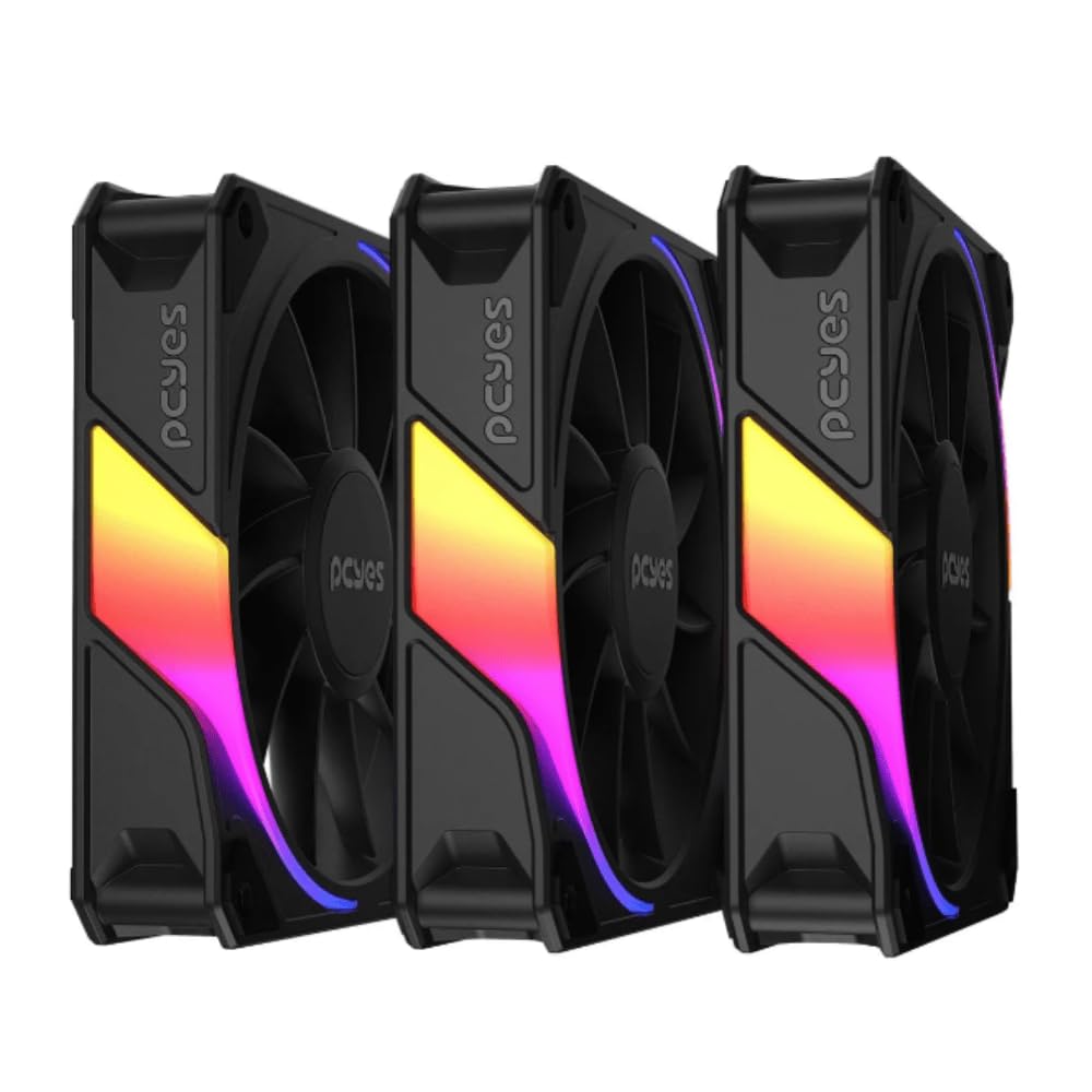 KIT COOLER FAN PARA GABINETE 3UN SANGUE FRIO 3 ARGB BLACK VULCAN REVERSE 120MM PCYES - K3ARGBSF3RVBR