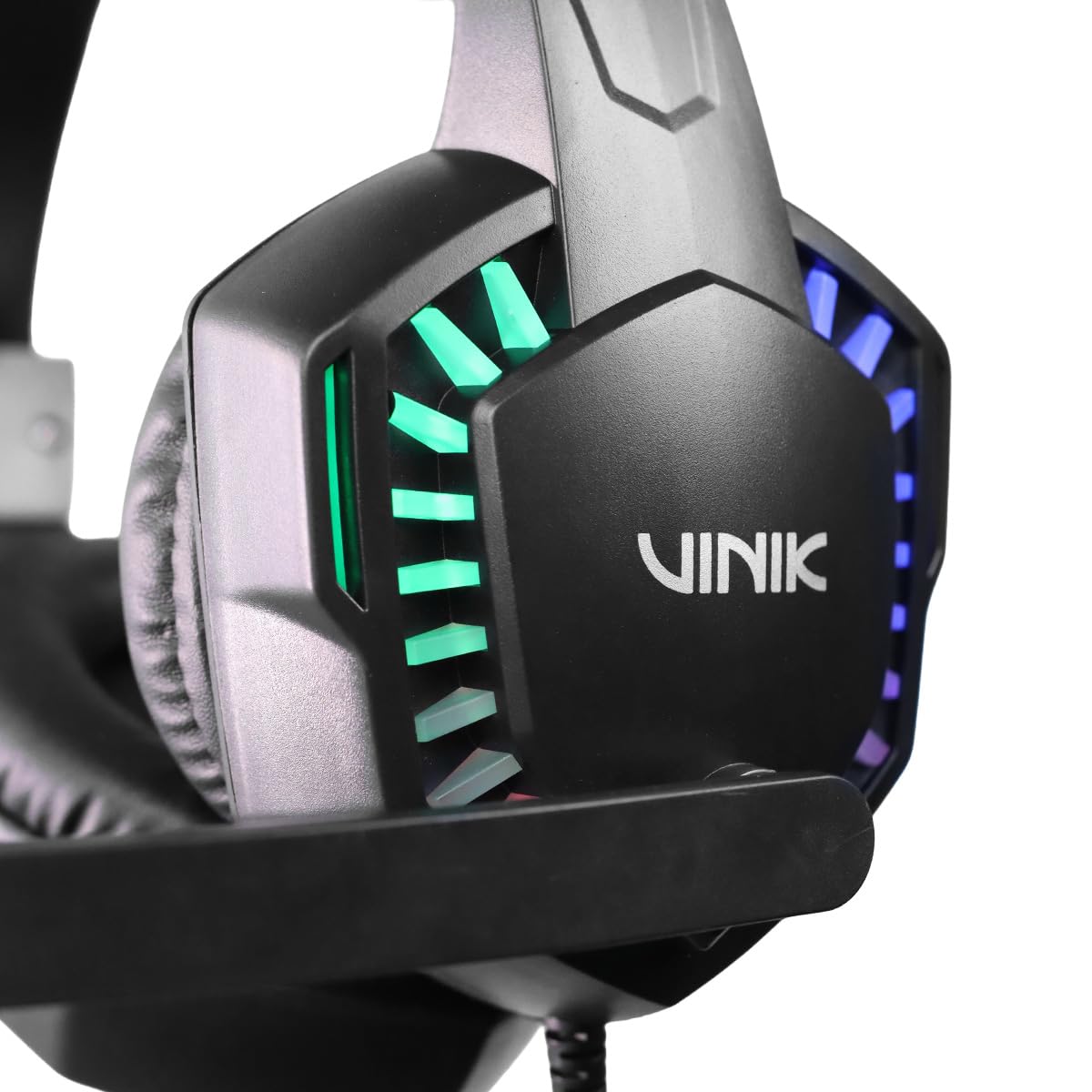 FONE DE OUVIDO HEADSET GAMER VINIK GUARDIAN - PRETO - LED RAINBOW - VKHSGGDP