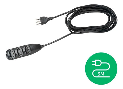 EXTENSAO ELETRICA 3 TOMADAS 3 PINOS 10A 3M PRETA EXT 3003