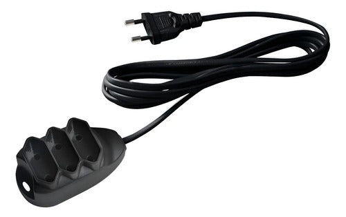 EXTENSAO ELETRICA 3 TOMADAS 2 PINOS 10A 3M PRETA - EXT 2003